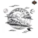 clouds and a full moon  tattoo design idea