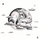 clouds and a full moon  tattoo design idea