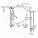 bridge burning with person diving into the water  tattoo design idea