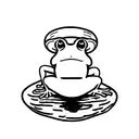 frog sat on mushroom drinking tea tattoo design idea