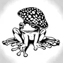 frog sat on mushroom drinking tea tattoo design idea