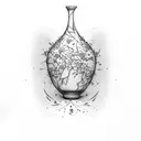 kintsugi vase with marigold tattoo design idea