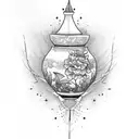 kintsugi vase with marigold tattoo design idea