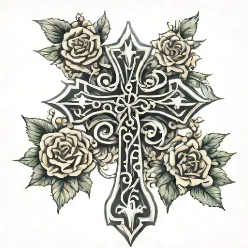 cross with silloettes of my granpda, great uncle, grandpa, and uncle behilnd it  tattoo design idea
