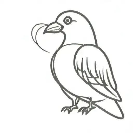 full body pigeon with face mask and molotov cocktail tattoo design idea