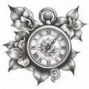 a stopwatch with daffodil frame tattoo design idea