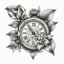 a stopwatch with daffodil frame tattoo design idea