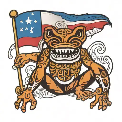 Coqui taino standing on pride puerto rican flag tattoo design idea