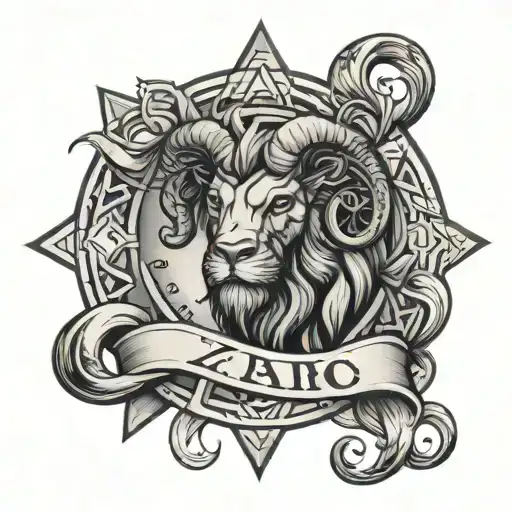 zodiac symbol with leo, cancer, aries, and taurus tattoo design idea