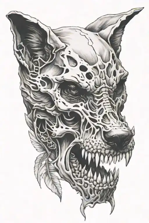 skull wolf tattoo design idea