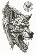 skull wolf tattoo design idea