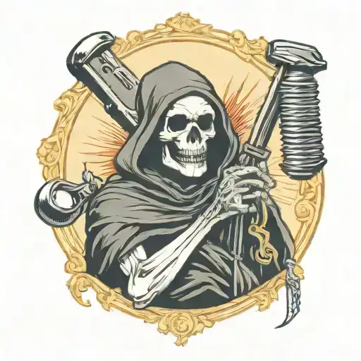 grim reaper with an old fashion barber razor instead of a scythe  tattoo design idea
