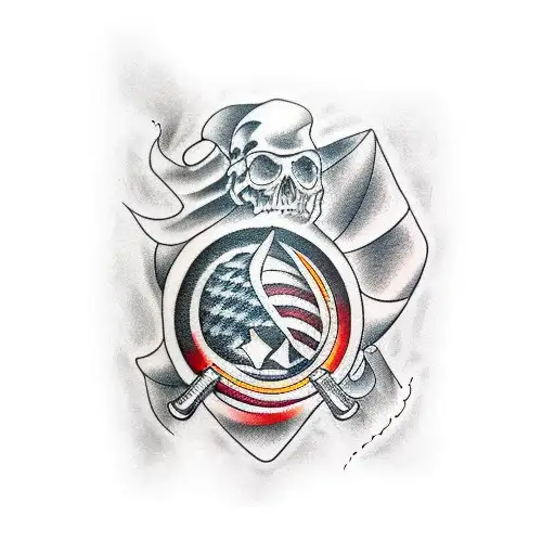 black and grey full arm sleeve American  tattoo design idea