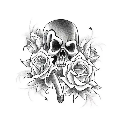 Grim Reaper sickle with roses tattoo design idea