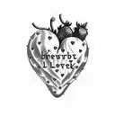 strawberry heart with words I fucking love him around it tattoo design idea