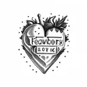 strawberry heart with words I fucking love him around it tattoo design idea