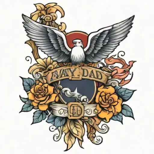 navy and dad memorial tattoo design idea
