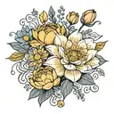 water lilly, poppy flower, marigold flower, cosmos flower,daffodils, peony, lily flower, honeysuckle, rose, aster flower tattoo design idea