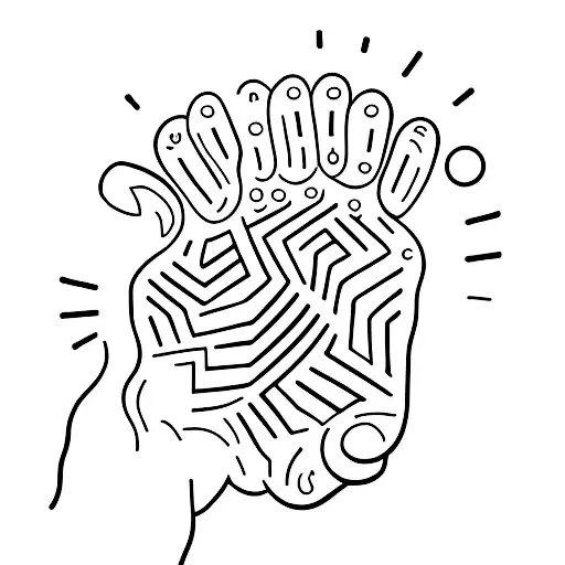 A minimalist tattoo of a woman hand with a cat`s paw tattoo design idea