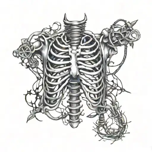 Barbwire Rib Cage tattoo design idea