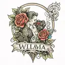 the names William and Olivia tattoo design idea