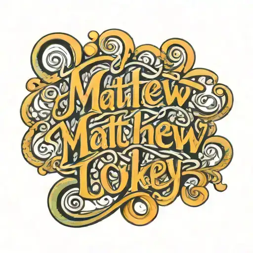 the words matthew lokey in bubble cursive letters tattoo design idea