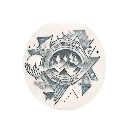 The word "Wander" incorporated with nature tattoo design idea