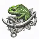 boat anchor with a chameleon on it tattoo design idea