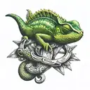 boat anchor with a chameleon on it tattoo design idea