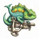 boat anchor with a chameleon on it tattoo design idea