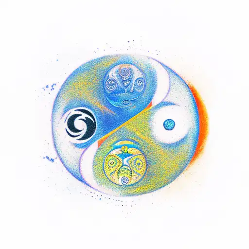 A tattoo of a yin yang symbol with a dark and bright side, representing the duality of your soul tattoo design idea