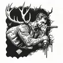 a hunter praying after shooting a deer tattoo design idea
