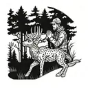 a hunter praying after shooting a deer tattoo design idea