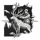 a hunter praying after shooting a deer tattoo design idea