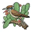a roadrunner in front of cactus  tattoo design idea