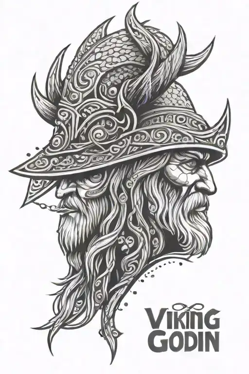 viking norse god odin face abstract interpretation tattoo design idea