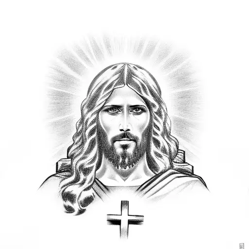 Jesus with a cross  tattoo design idea