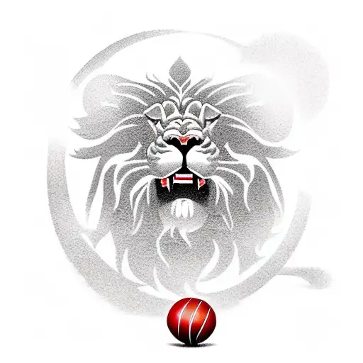 Chinese lion with ball in mouth tattoo design idea