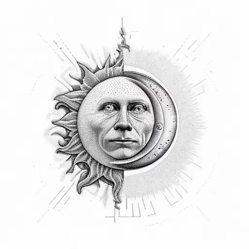 Sun and Moon tattoo design idea