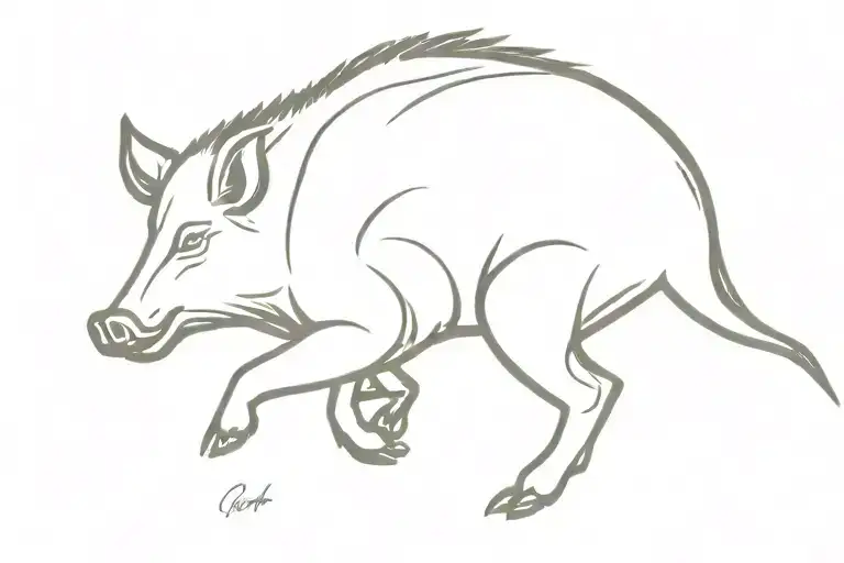 wild boar charging tattoo design idea