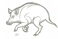 wild boar charging tattoo design idea