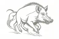 wild boar charging tattoo design idea