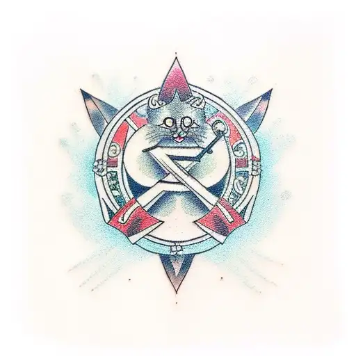 A traditional style tattoo of a hashing symbol surrounded by woodland creatures tattoo design idea