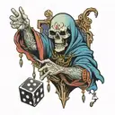 Lich reaches over wall and drops dice tattoo design idea
