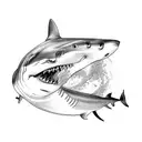 shark and diving tattoo design idea