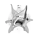 shark and diving tattoo design idea