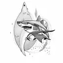 shark and diving tattoo design idea
