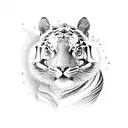 An intricate mechanical tiger with energy bolts tattoo design idea