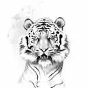 A sketch-style tiger leaping over gym weights tattoo design idea