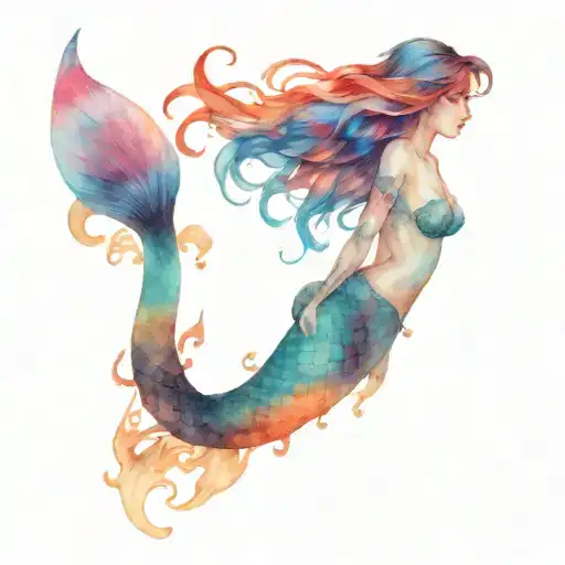 black mermaid surrounded tattoo design idea